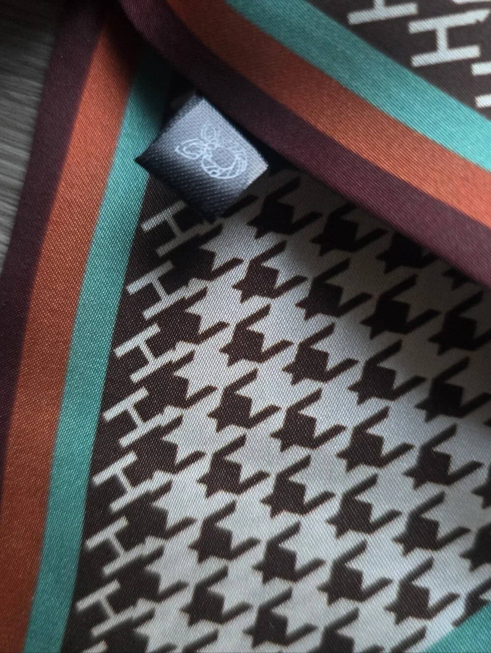 Skinny Silky Twilly Scarf Houndstooth Brown Teal Rust Neck Hair Bag Ribbon Wrap